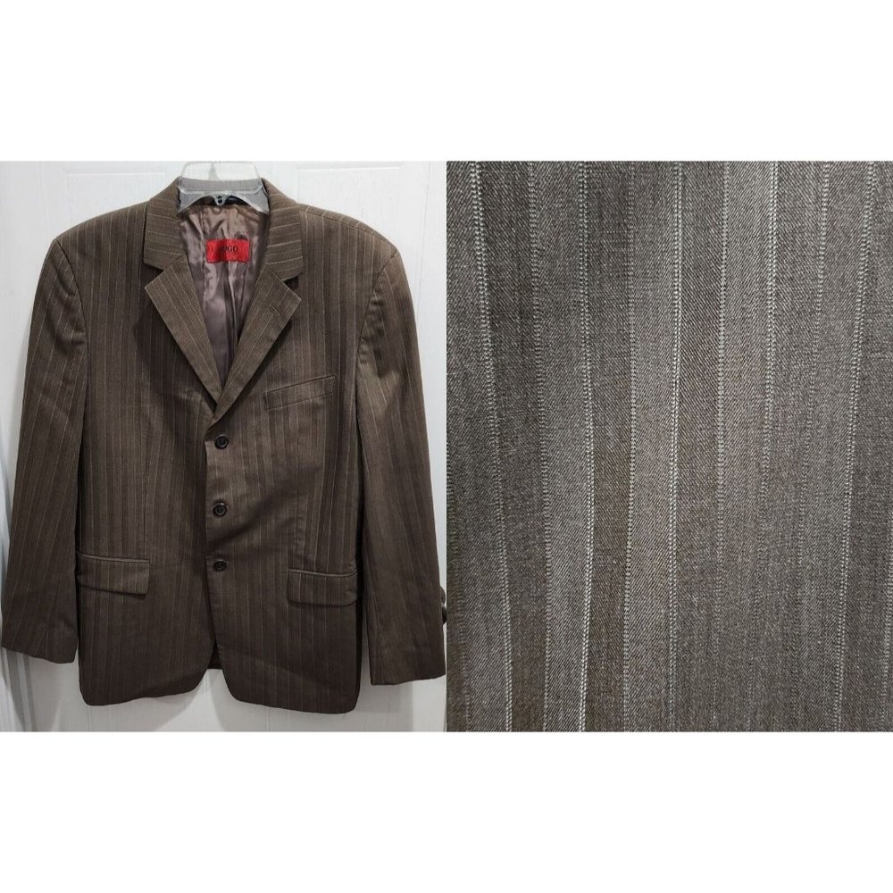 Hugo Boss Red Label Albo / Hago Brown Striped Blazer Suit Jacket Size 42S
